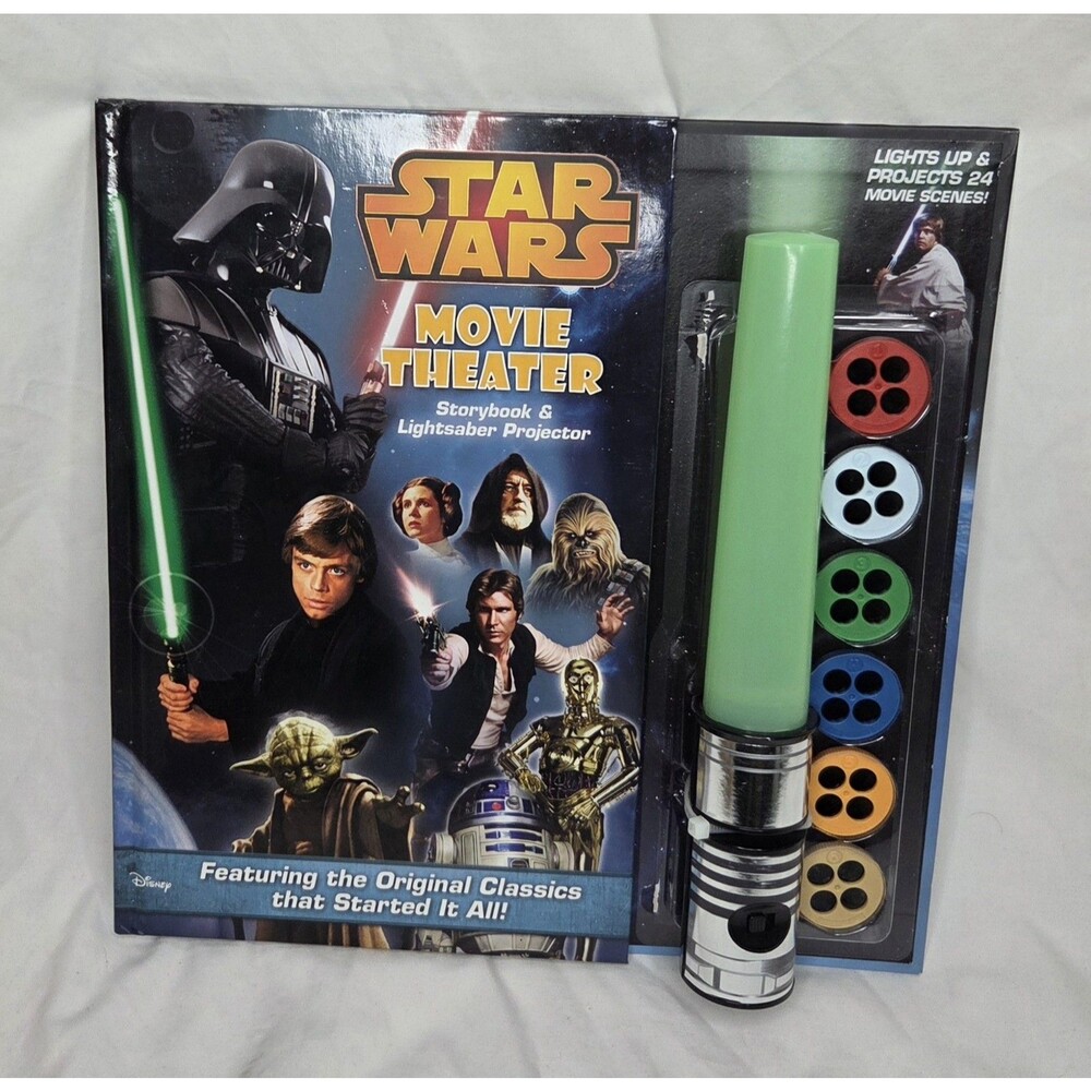 2015 Star Wars Movie Theater Storybook & Lightsaber Projector 24 Scenes NEW